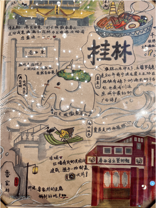 桂林文化旅游手绘图.