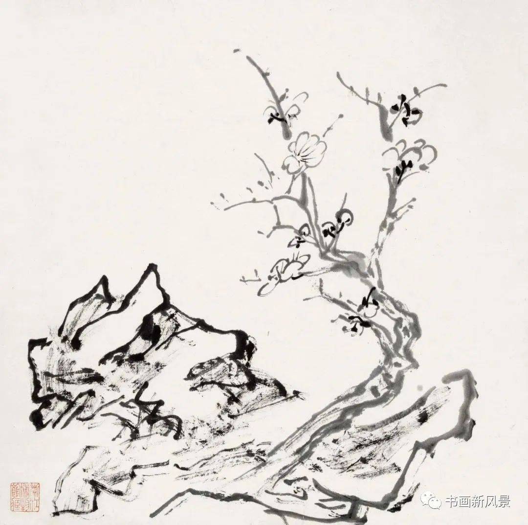 大师黄宾虹罕见的梅花_墨梅图_花鸟画_陈老莲