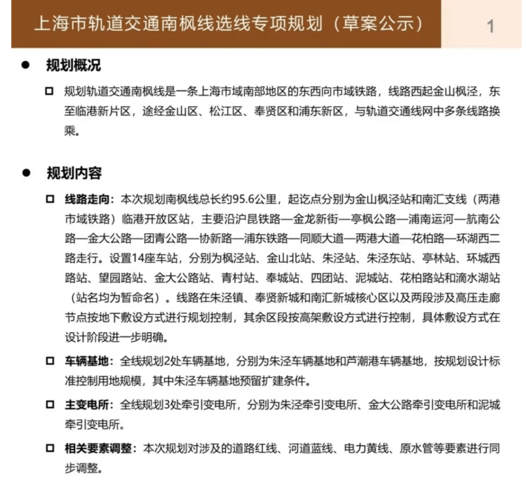 南枫线选线规划公示!线路与站点位置定了!_金山枫_铁路_交通委