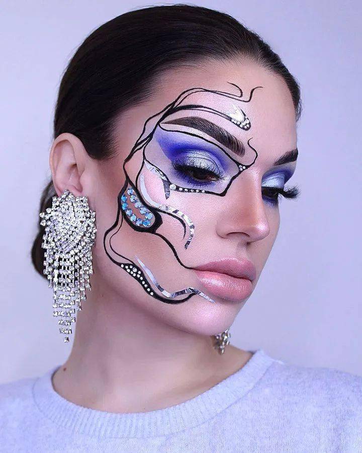 赏析|美妆博主33363536373436妆容集锦_彩绘_水性_ywxo