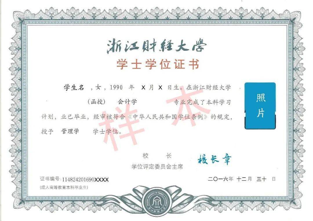 由浙江财经大学颁发经 教育部电子注册的成人高等教育毕业文凭；符合学士学位授予条件的本科毕业生， 授予