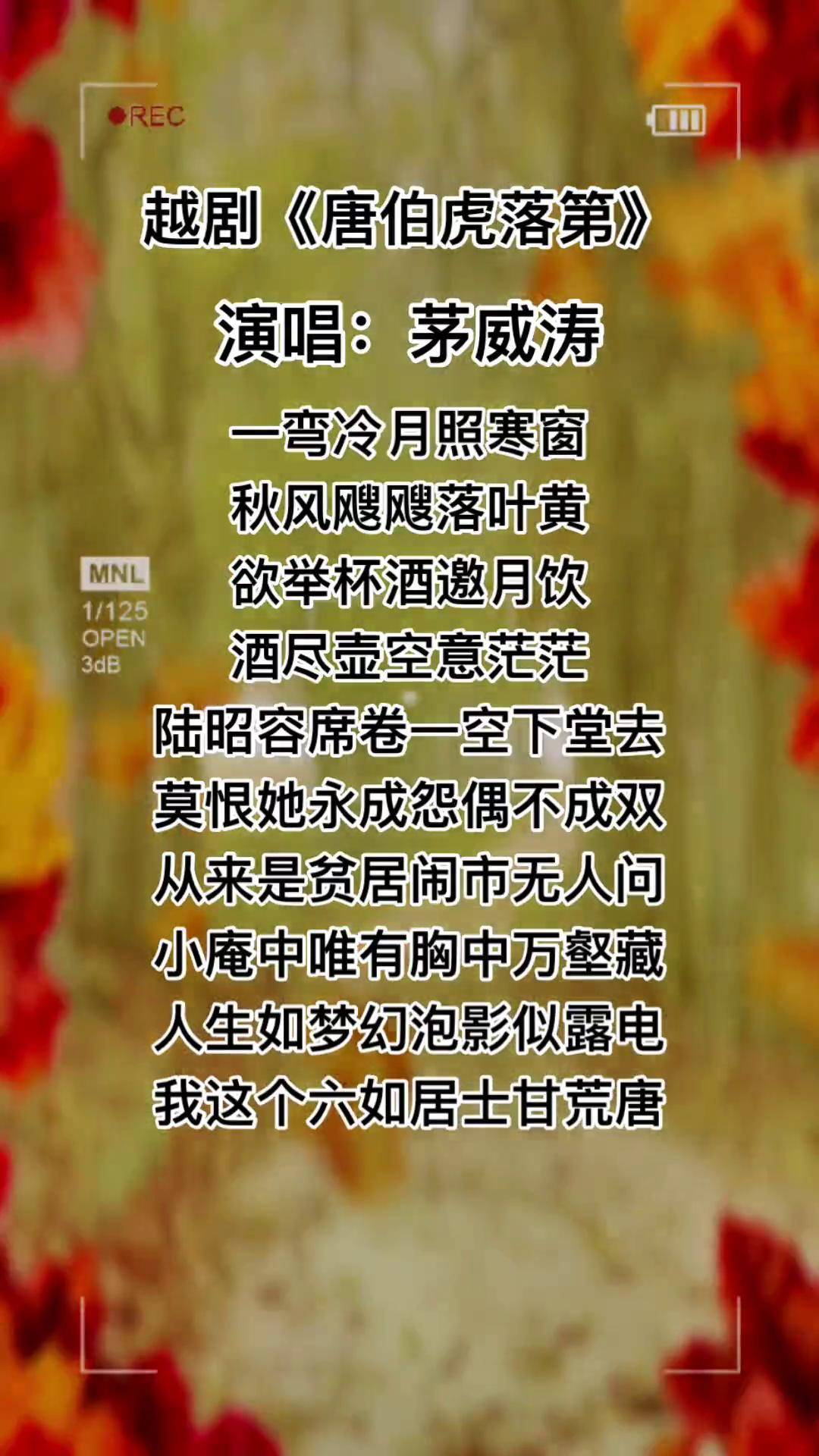 越剧《唐伯虎落第》一弯冷月照寒窗,这是茅威涛老师早期唱腔,委婉动听