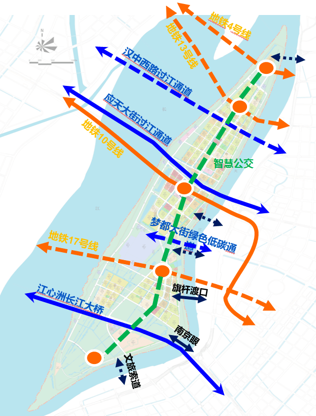江岛新天地(年内开放),江心洲国际医院(规划中),金陵高中;更纵享河西