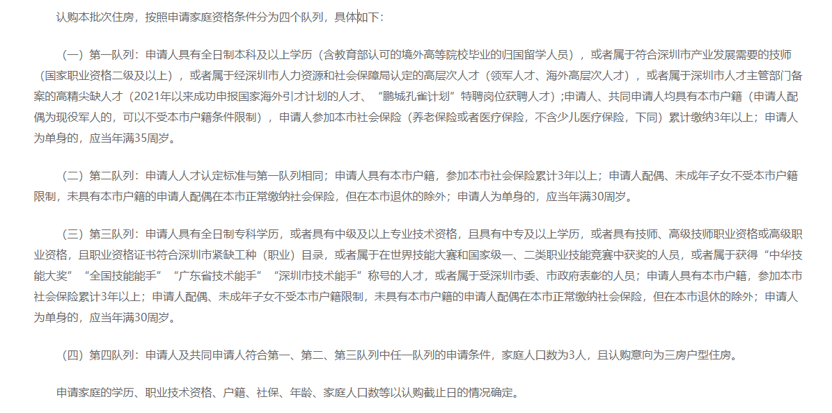 深圳人才房放宽申购条件：认定标准覆盖全日制专科_住房_家庭_认购