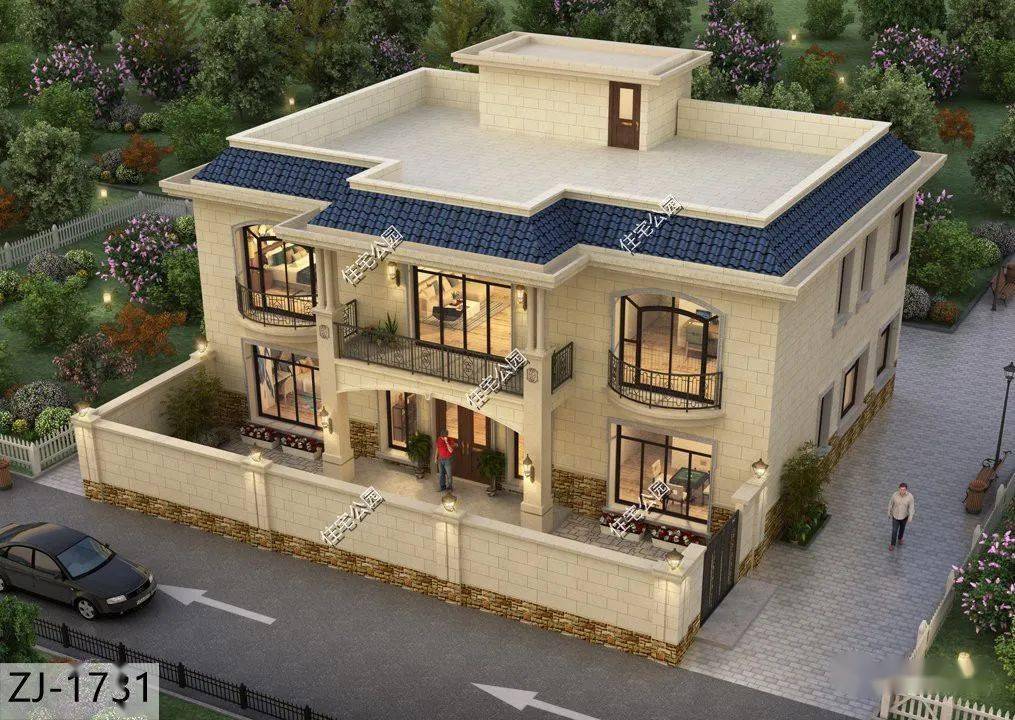 16米简欧二层平屋顶别墅,大套卧设计,让人一眼就爱上_建筑_农村_结构