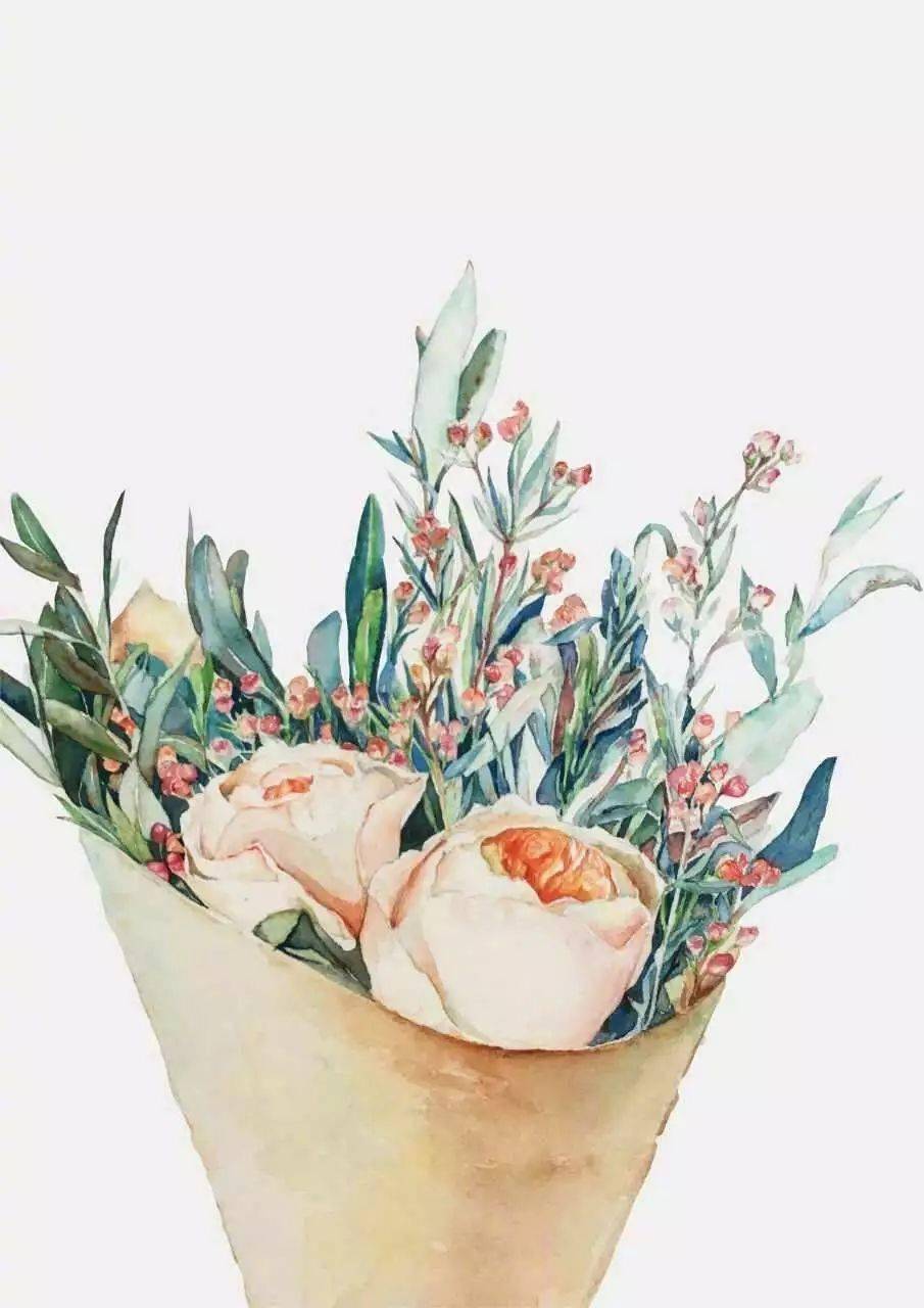 清新的水彩手捧花,适合临摹练习的手绘花束素材收藏