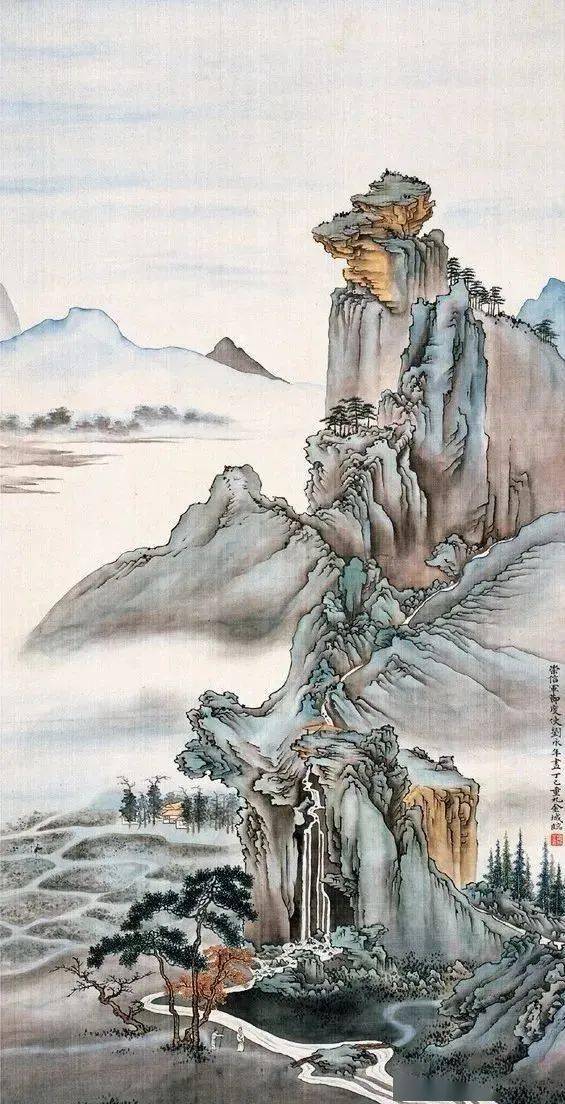 【真作】絵画　中国風山水画　静寂と癒しの景色　古の風景を描く　自然美　U105 真作】絵画 中国風山水画 静寂と癒しの景色 古の風景を描く