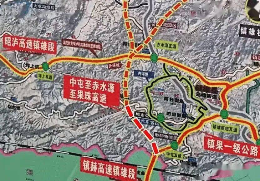 然后经赤水源镇,尖山乡,果珠乡,与宜毕高速互通,主线采用一级公路标准