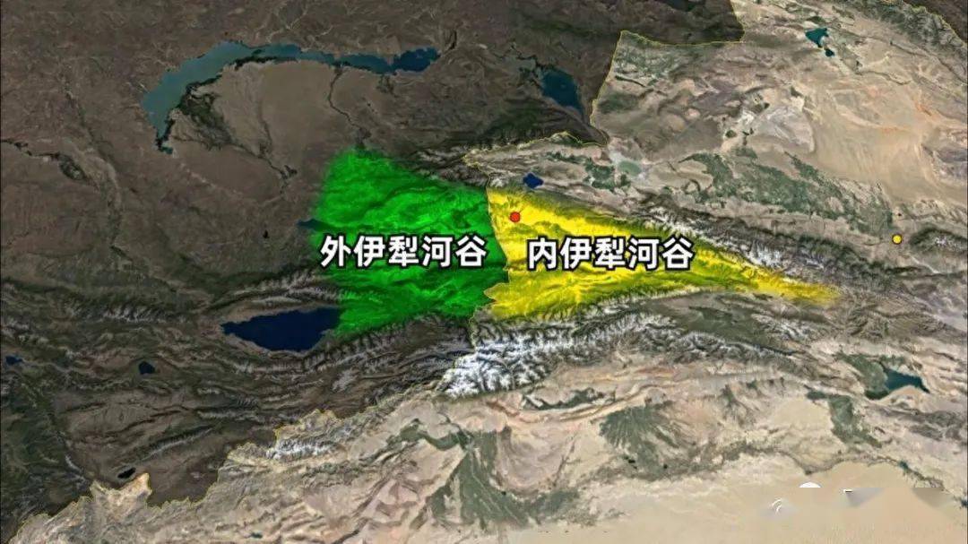 新疆粮仓从地形图上看,伊犁河谷地处中亚内陆腹地,南北天山位于河谷