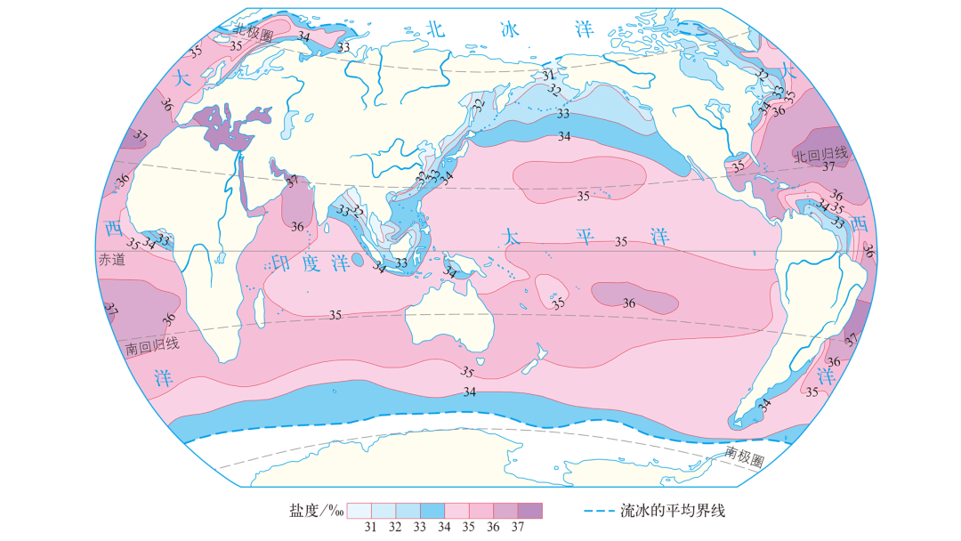 红海——盐度最高的海区①位于副热带海区,降水少,蒸发旺盛,蒸发量