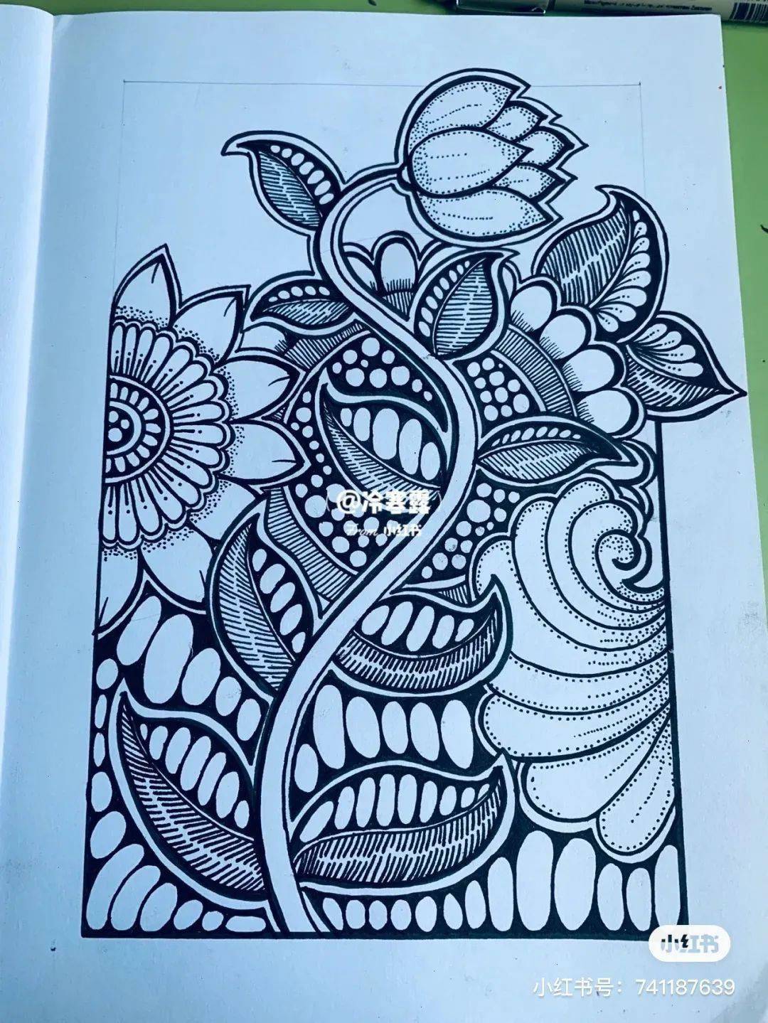 顶级装饰线描,都是临摹好素材,孩子基础线描薄弱,只需要这个小技巧,分