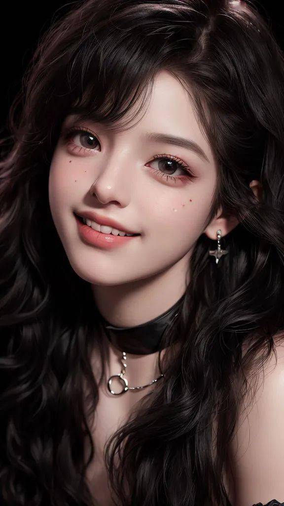 黑色背景下的光影写真_照片_黑发_女神