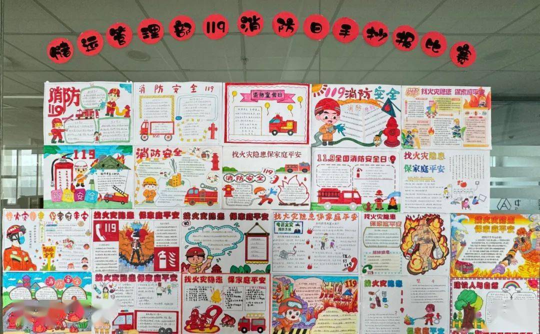 储运管理部开展"119"消防日手抄报比赛氯乙烯车间开展"119"消防日漫画