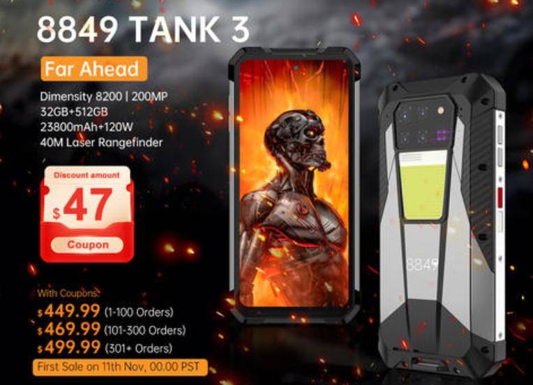 8849 TANK 3 Dimensity 8200 5G Phone Led Light 23800mAh 200MP 32GB+