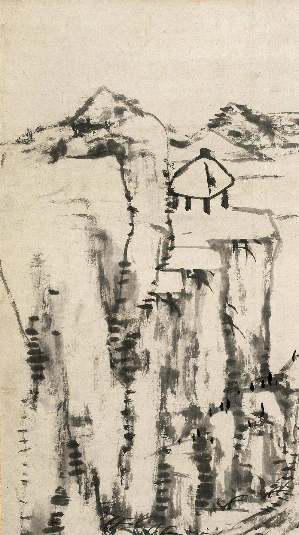 赏画| 朱耷《仿倪云林山水》_版权_内容_立轴