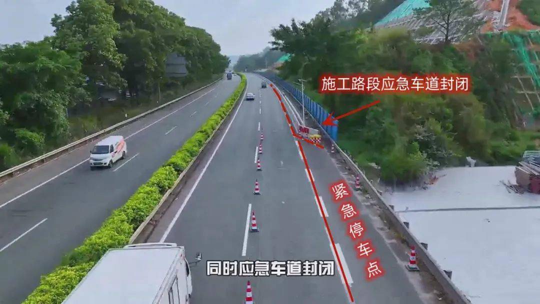 (2)施工路段封闭硬路肩(应急车道).