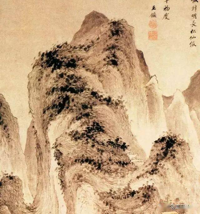 清 王鉴《长松仙馆图》高清鉴赏_王蒙_尤侗_笔法