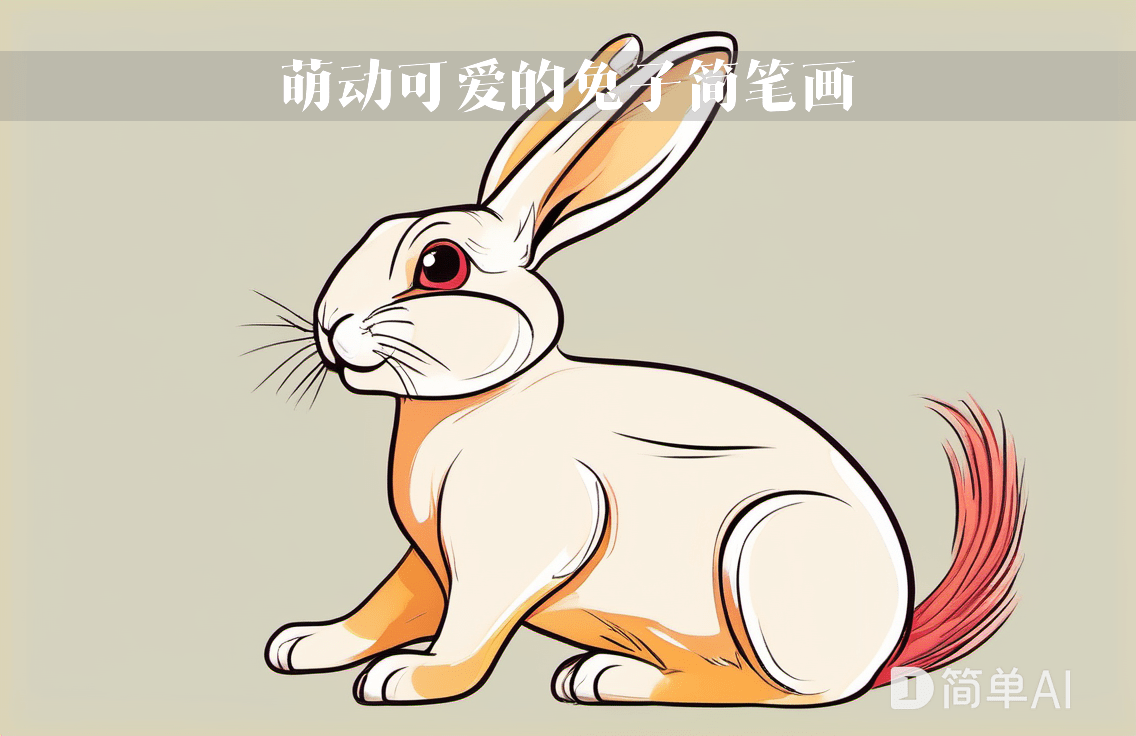 轻松学会画可爱的小兔子简笔画_耳朵_头部_尾巴