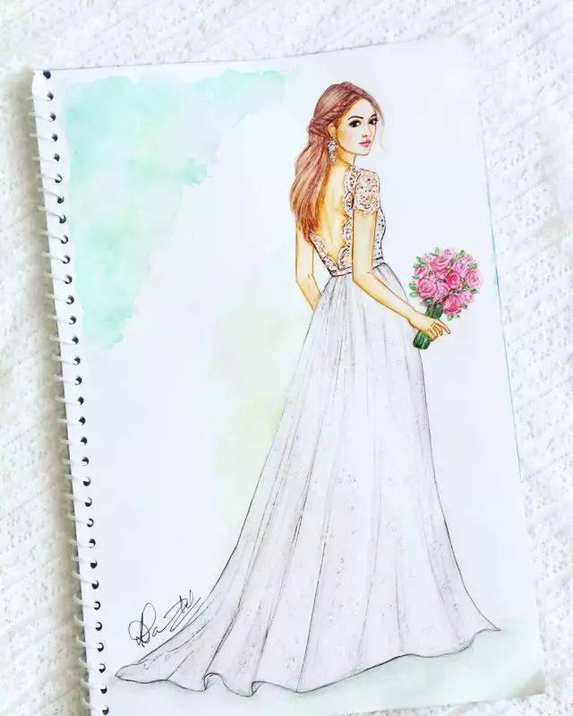 彩铅手绘水果丨马克笔,彩铅的手绘礼服婚纱强势来袭!_衣服_裙子_身材