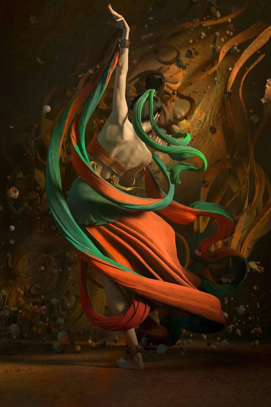 氛围每当看到他的作品时让人惊艳尤其是敦煌飞天系列的《秘境之舞》