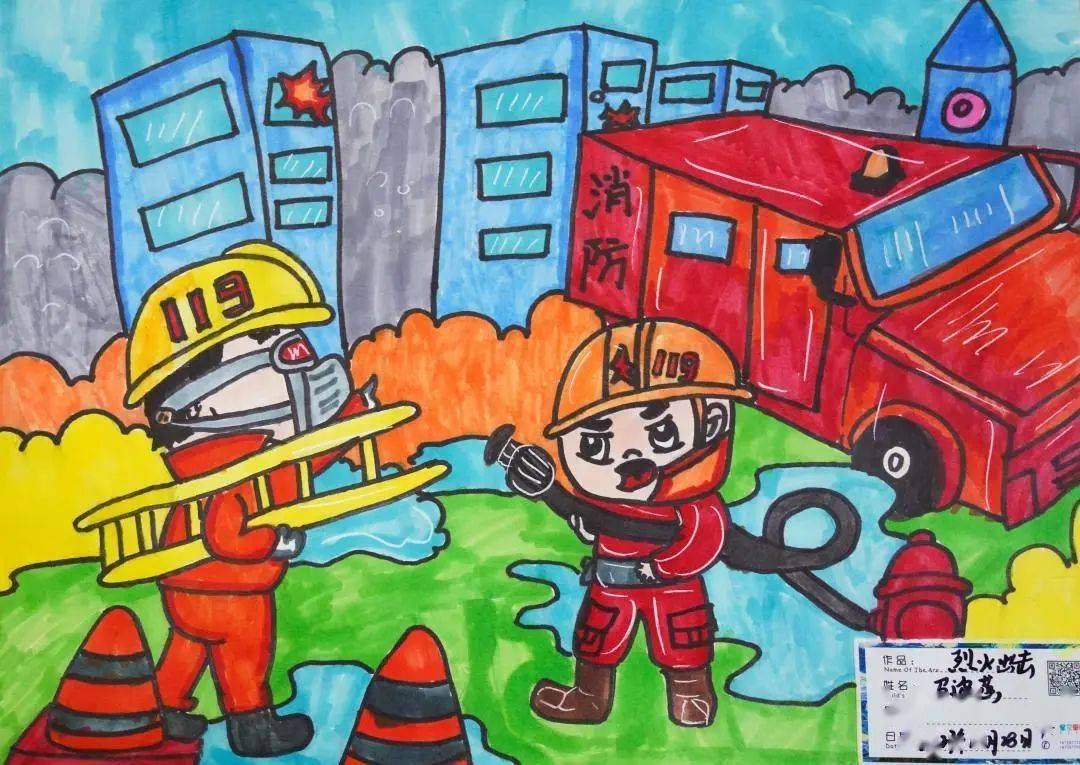 我心中的消防绘画简单图片