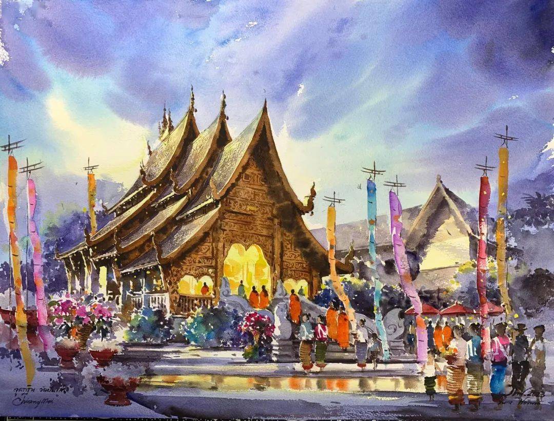 泰国水彩界大佬!画了60多年水彩,作品笔笔称绝,质感超强,美到窒息!