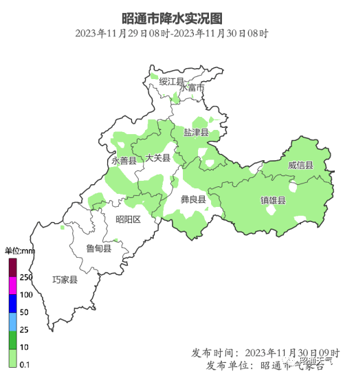 8毫米(彝良三合).最低氣溫0℃到4℃有19站,最低氣溫0.