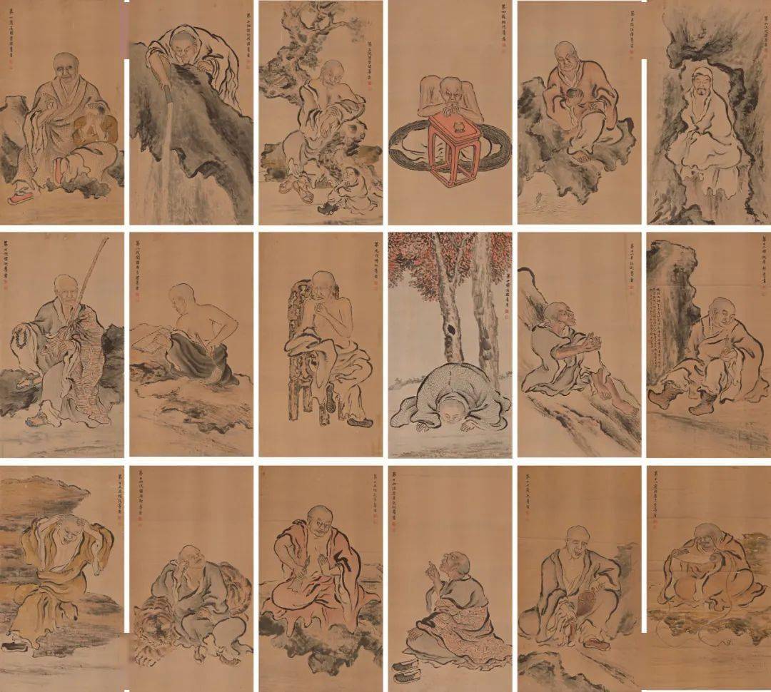 2cm高其佩 指画牧牛图高其佩 指画骑驼摇经图罗清 指画山水罗棠 竹石