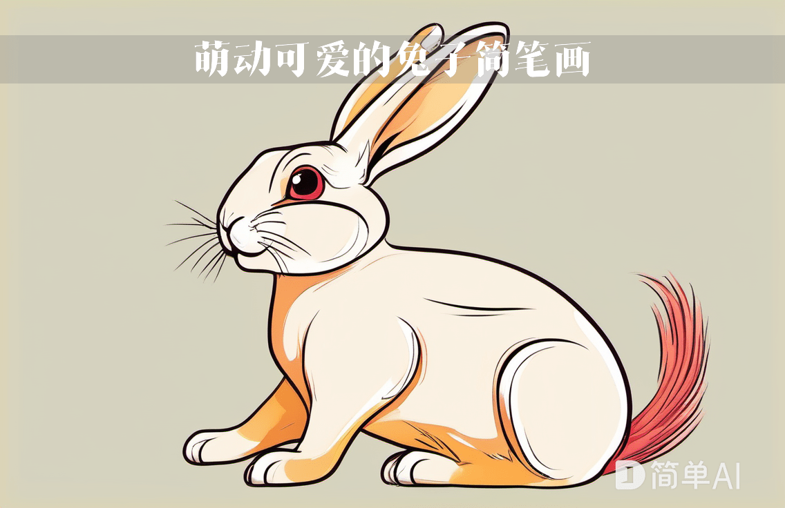 兔子头的简笔画 彩色图片