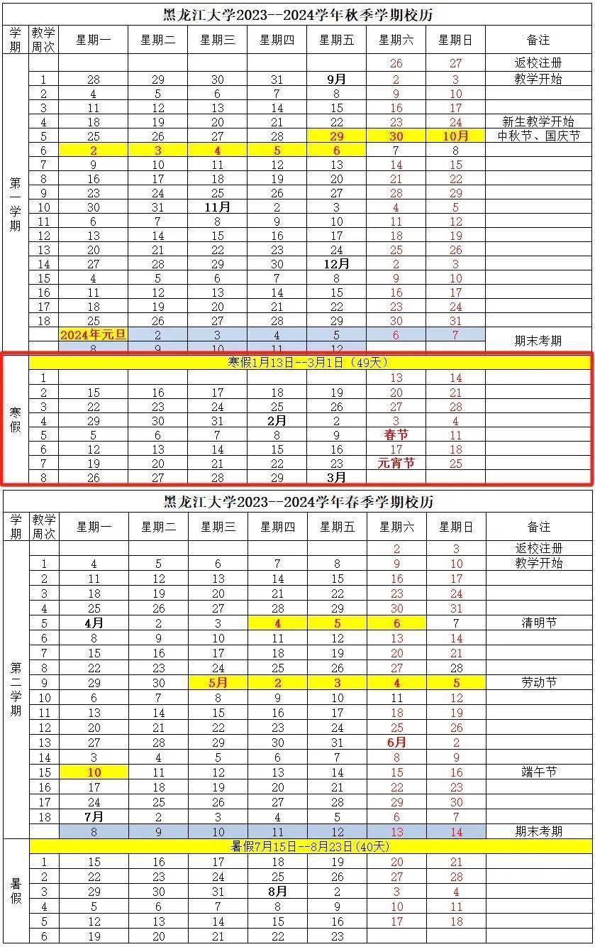 哈爾濱學院寒假時間:2024年1月8日至2024年3月2日溫馨提示:如有調整