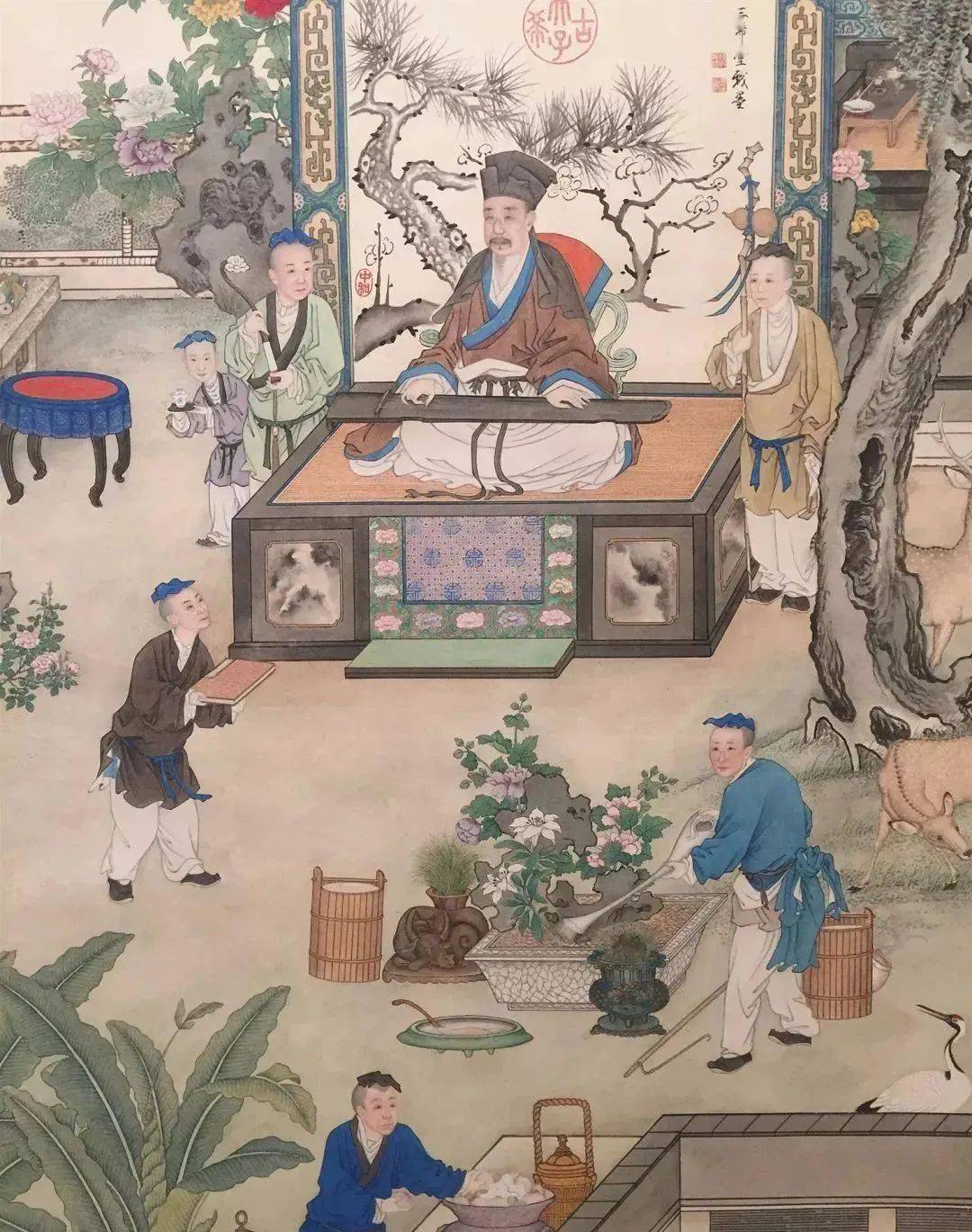 《弘历雪景行乐图》局部《弘历采芝图》《弘历是一是二图》《弘历观