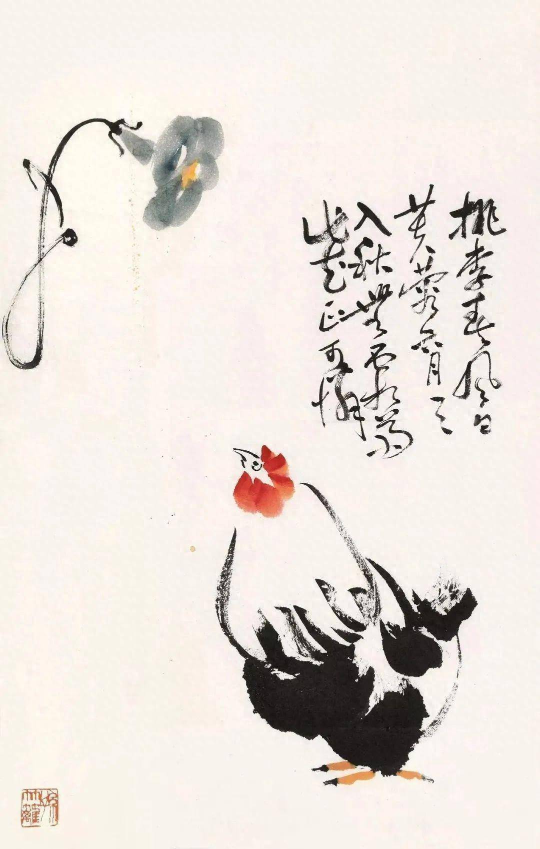 孙竹篱花鸟画,恬淡宁静,纯朴自然的田园风情.