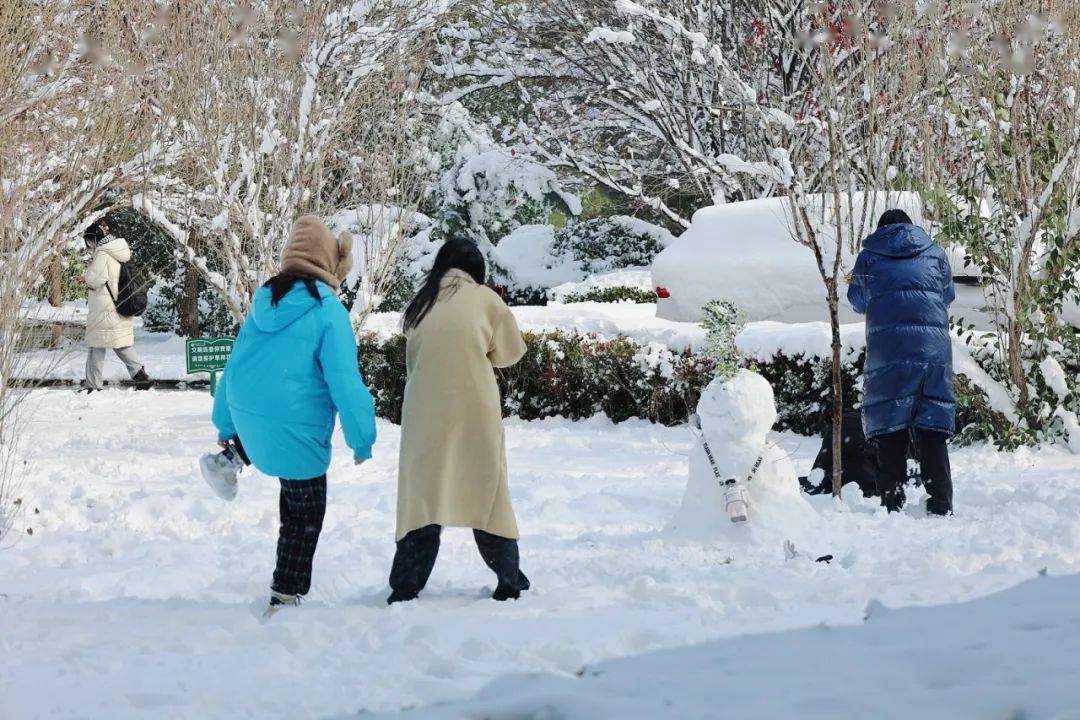 快乐像一个个灵动的精灵萌萌可爱的雪人欢笑声回荡在师大的校园滚雪球