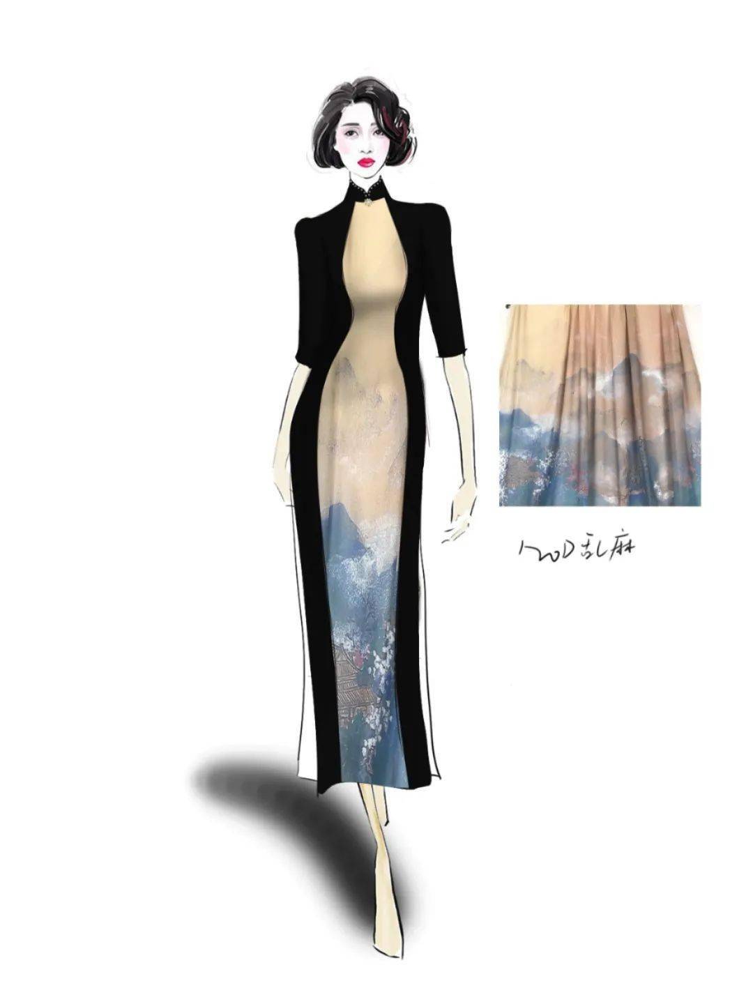 中国旗袍-服装设计效果图160款!_改良_开衩_民国