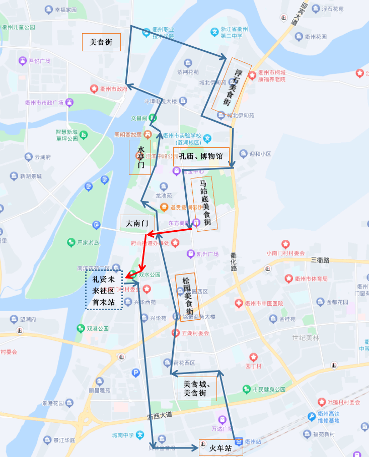 途经礼贤未来社区公交首末站公交线路情况1,公交5路由盈川西路始发