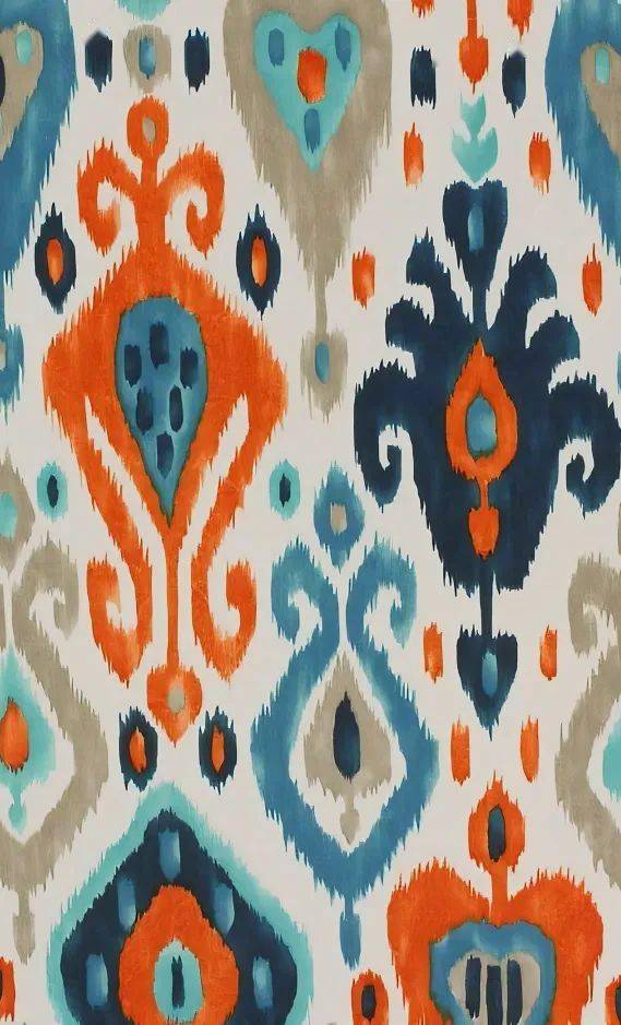 艾德莱斯纹样艾德莱斯绸图案纹样以自然景观,动植物,生活器具类为主