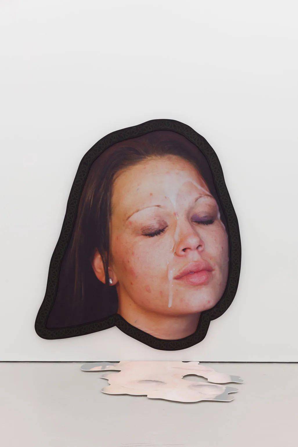 acrylic-latex paint and uv print on canvas, hand-painted wooden