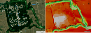 圖五 金湯寨古城現代衛星圖(左)與l2激光雷達地貌模型(右)圖六 博望
