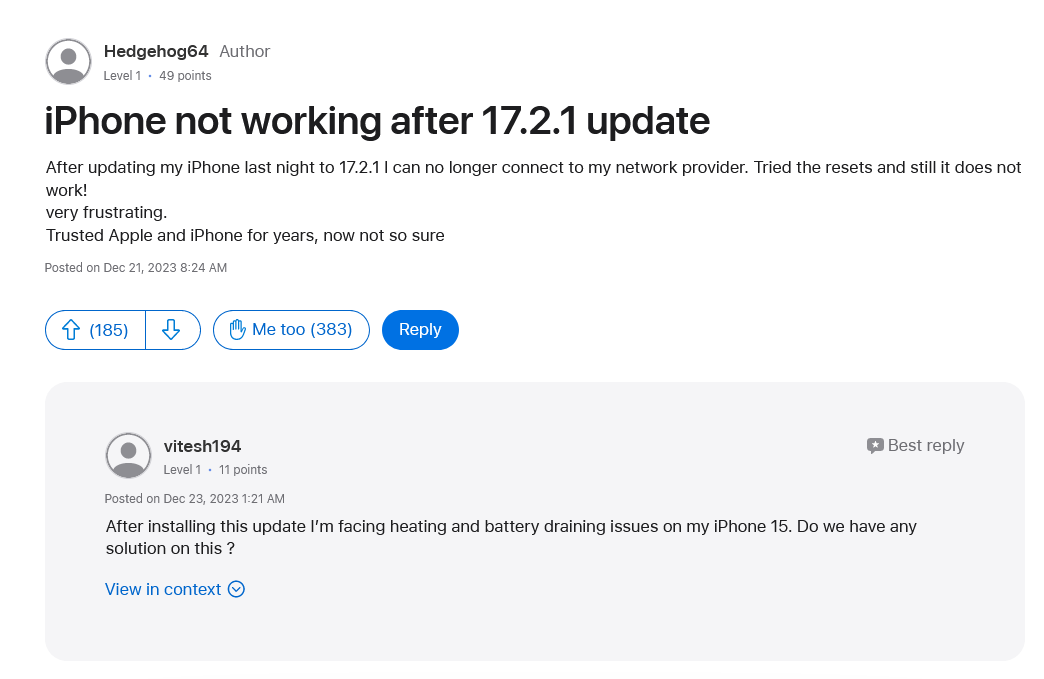 关于遇到iOS15升级后无法访问AppStore的问题,应该怎么处理?-苹果的信息